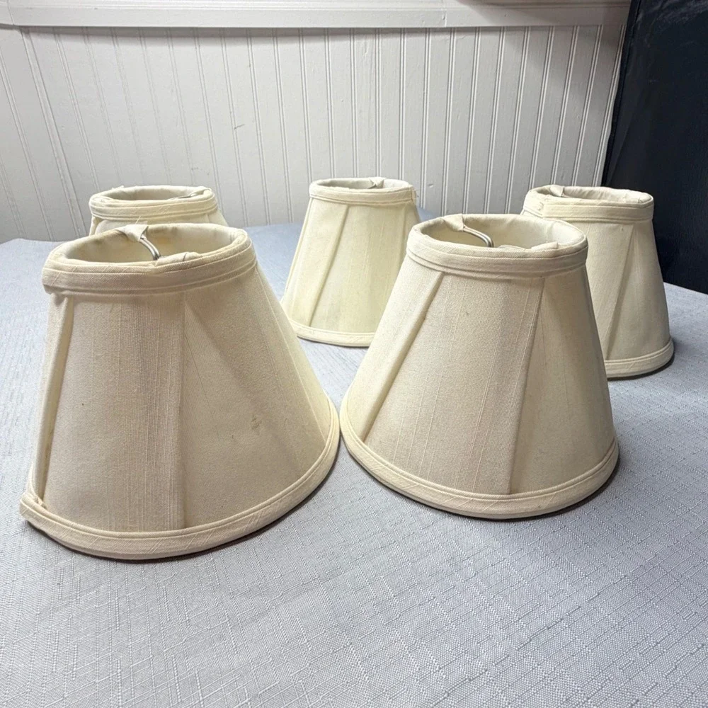 Unbranded Chandelier Lamp Shades 6in Cream Set of 5 Pleated Clip-on Fabric